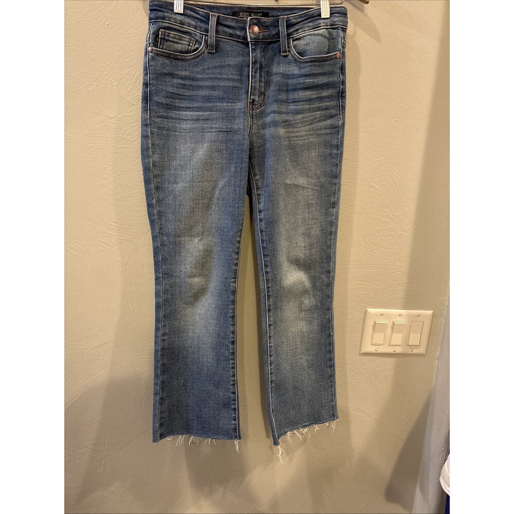 Judy Blue Jeans Womens Size 3/26 Bootcut Crop Distressed Fray High Rise Stretch